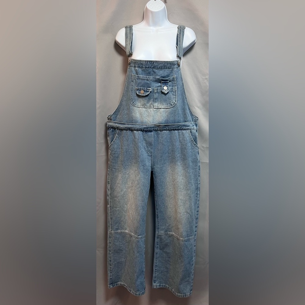 Misslook Size Large Women's Denim Overalls Blue Cotton Jumpsuit